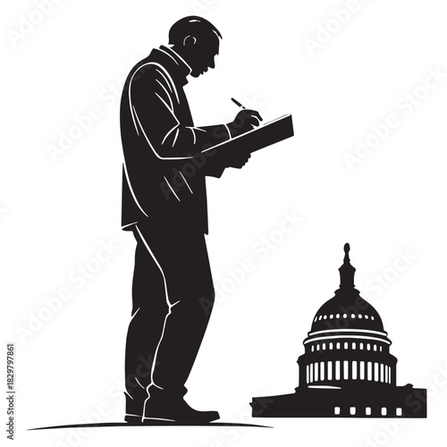 Black public policy Silhouette Vector, High Quality Illustration on White Background