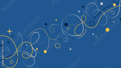 Blue abstract floral background with butterflies and winter ornament pattern