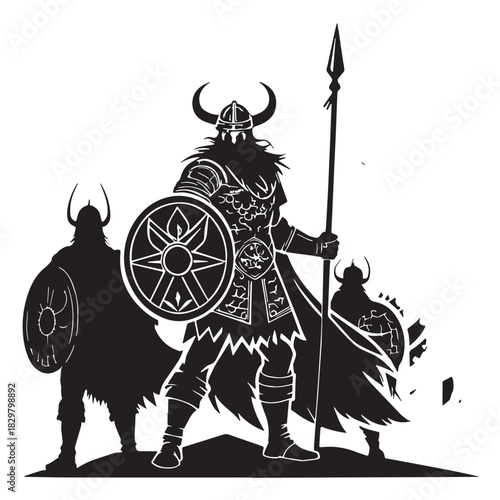Black norse mythology Silhouette Vector, High Quality Illustration on White Background