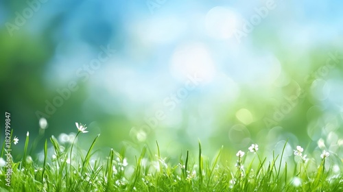 Fototapeta Naklejka Na Ścianę i Meble -  A vibrant spring meadow filled with lush green grass.