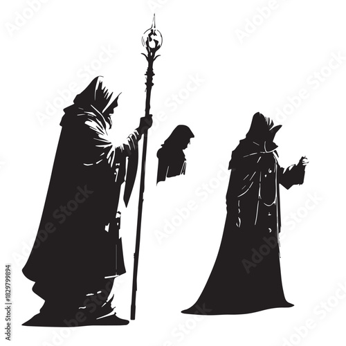 Black oracles and seers Silhouette Vector, High Quality Illustration on White Background