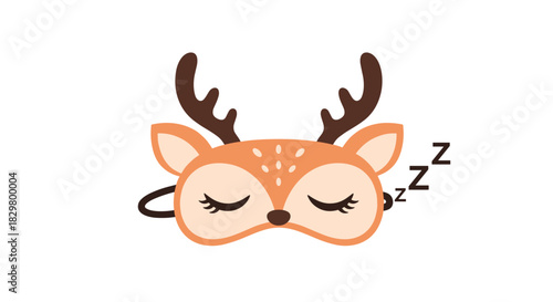 A cute deer-themed sleeping mask with antlers and closed eyes is shown with Z's floating by for a restful night's sleep.