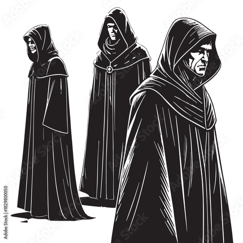 Black oracles and seers Silhouette Vector, High Quality Illustration on White Background