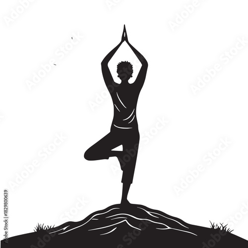 Black physical mental health Silhouette Vector, High Quality Illustration on White Background