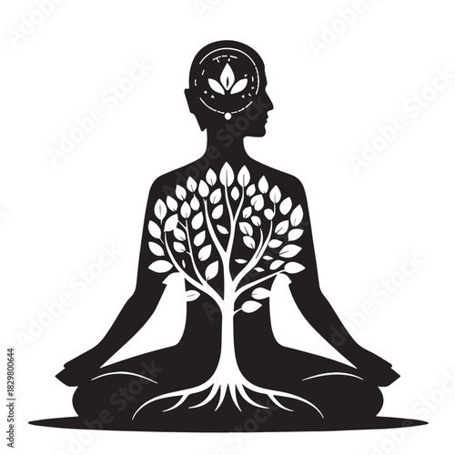 Black physical mental health Silhouette Vector, High Quality Illustration on White Background