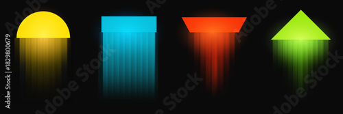 Abstract art composition with geometric blurred fractal glass style. Set of backgrounds for design cover banner, card, poster. Fashion vector illustration.