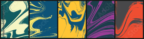 Colorful Fluid Art Abstract Backgrounds.Fluid marble vector texture set for design cover, invitation, flyer and etc.