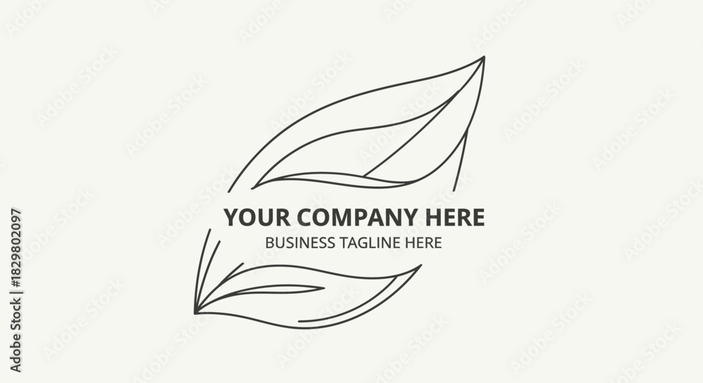 Obraz premium Minimalist Leaf Logo Design with Delicate Black Outlines and Organic Shapes