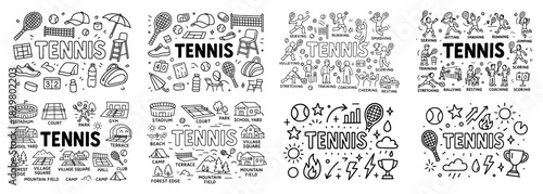 Tennis icons and illustrations set