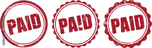Variety of three red paid rubber stamps displaying different distressed textures and border styles