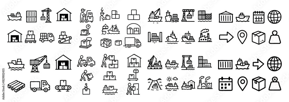 Obraz premium Shipping and logistics icon set