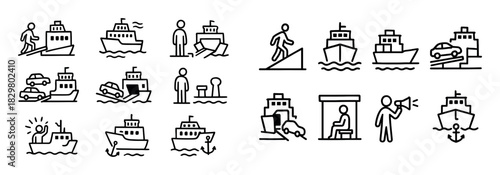 Ferry Crossing Icons