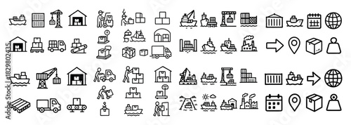 Shipping and logistics icon set