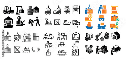 Shipping and logistics icon set