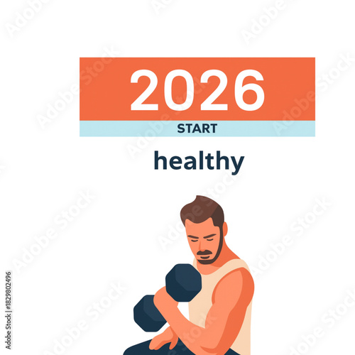 vector illustration of a man start healty in 2026