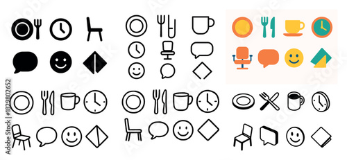 Varied icon set with everyday symbols