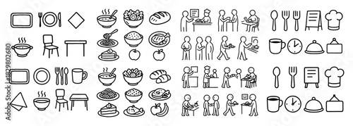 Dining icons and food illustrations