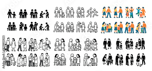 Diverse group stick figure illustrations