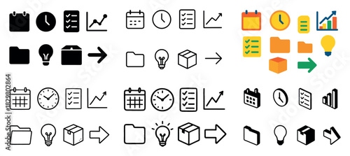 Assorted business icon set collection