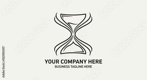 Stylized Hourglass Logo Design with Flowing Lines and Minimalist Aesthetic