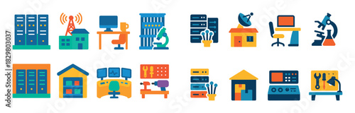 Fiber Optic Icons Set