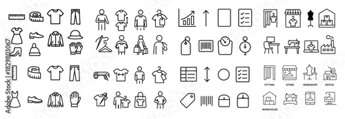 Fashion and tailoring icon collection