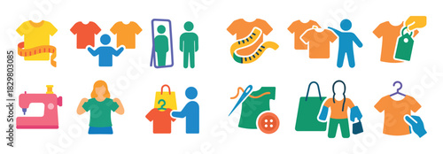 Colorful Clothing Size Icons