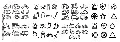 Emergency and construction icon set