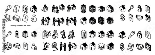Renting house and real estate icons