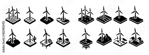 Isometric Wind Power Icons