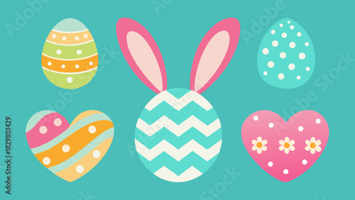 easter card with eggs and rabbit