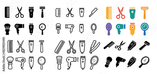Barber and hair tools collection