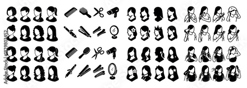 Silhouettes of women with various hairstyles