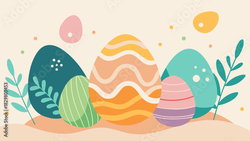 easter eggs on the beach