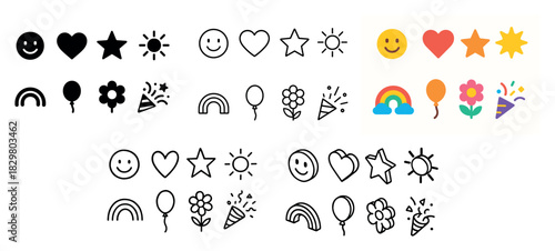 Colorful and monochrome emoji collection