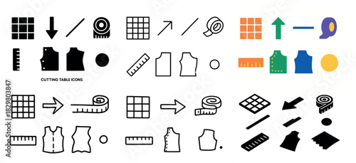 Sewing and cutting tools icons collection