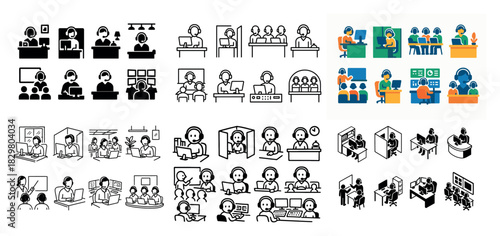 Diverse customer support illustrations