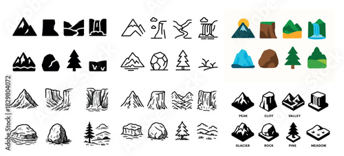 Mountain and nature icons collection
