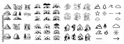 Outdoor adventure icons collection