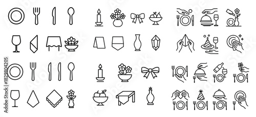 Elegant tableware and dining icons
