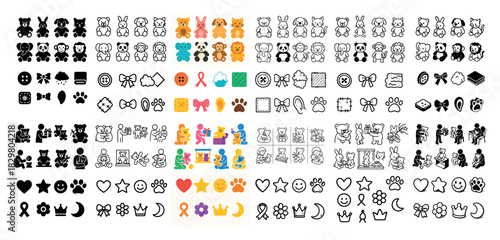Diverse cartoon animal and symbol icons