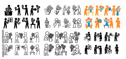 Stick figures flower arrangement workshop