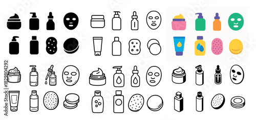 Skincare product icons collection