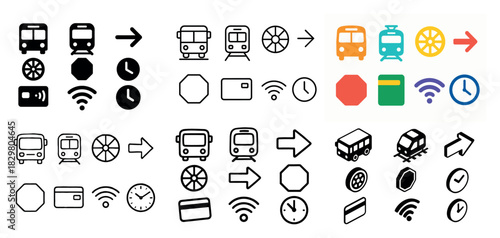 Public transport icons and symbols