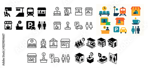 Transportation and urban icons set