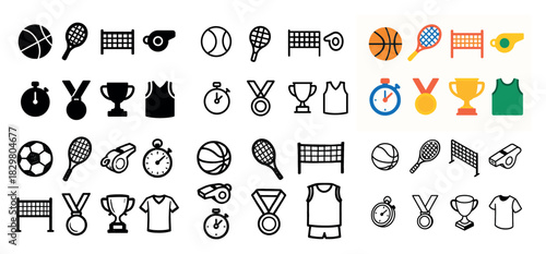 Variety of sports icons and trophies