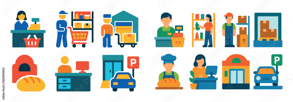Obraz premium Supermarket Icon Set