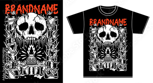 tshirt illustration design metal band merchandise skull