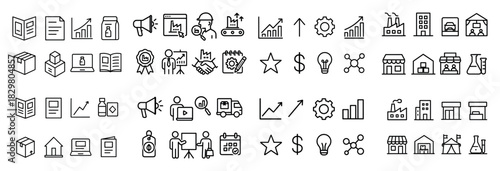 Business and industry icon set collection