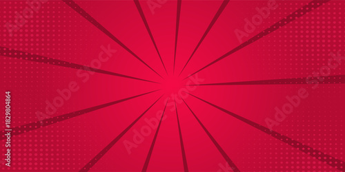 Halftone Pop Art Style Starburst Pattern Cartoon Background Vintage tone light effect. Vector illustration wow gradient design banner